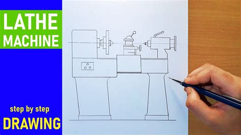 cnc lathe machine drawing|easy drawing of lathe machine.